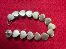 Vintage Hans Hansen Denmark 925 Sterling Silver Heart Link Bracelet size 7”