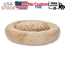 Extra Large Round Orthopedic Dog Bed, Tan, 35"
