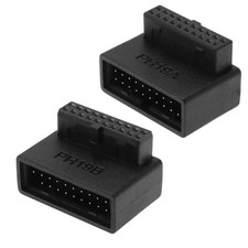 2PCS USB 3.0 19/20 Pin 90 Degree Adapter Male to Female L Turn Right Angle Socke
