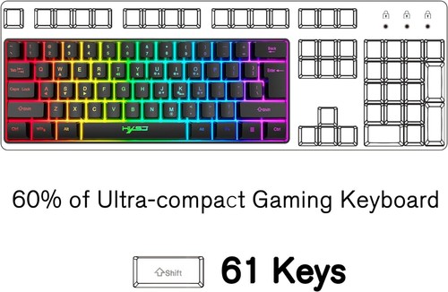 KUIYN V700 60% Wired Gaming Keyboard With RGB Backlit for PC/Mac/Office - Picture 3 of 21