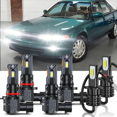 6Pcs 9005 9006 H3 LED Headlight Kit High Low Fog Light for 1992-1994 Acura Vigor