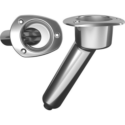 Mate Series Stainless Steel 30° Rod & Cup Holder - Drain - Oval Top MATE