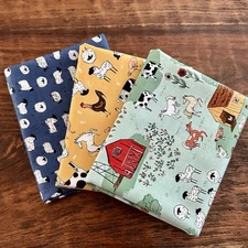 3 Fat Quarters Bundle Riley Blake "Farm Livin" Barns Farm Animals Quilt Cotton