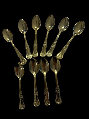 Vintage Gold Plated 7 3/4  Spoons Italy Ep Zing A800 Set Of 12-