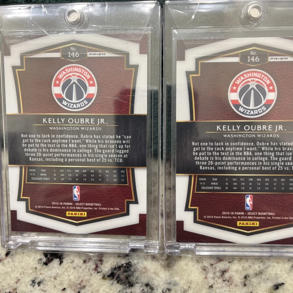 2015 Panini Select Premier Level Tri-Color Prizm Kelly Oubre Jr #146 Rookie RC - Image 2 of 2