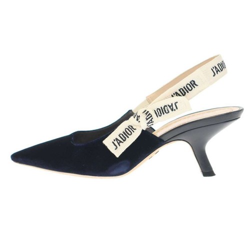 Dior J'ADIOR Logo Strap Velvet PUMPS KDC200VLRS56B Deep Blue 34 1 2 Used MESC-0 - Picture 2 of 10