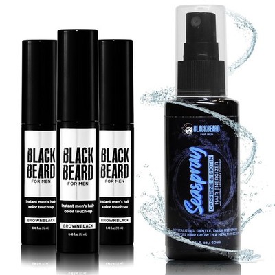 Blackbeard for Men Formula X Beard Color & Seaspray Hair Energizer Bundle - Inst