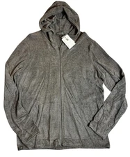 Barefoot Dreams Jacket Mens L CozyChic Ultra Lite Full Zip Hooded Jacket UNISEX