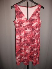 Eddie Bauer Women's Aster Crossover Dress Red Tie Dye Size Medium EUC