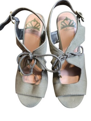 Fergalicious Womens Wedge Sandals Size 6 Lace Up Slingback Open Toe Shoes
