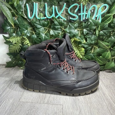 Ecco Mens Track 25 Boots Size 46 12 Black GoreTex Waterproof Moc High Top Hiking