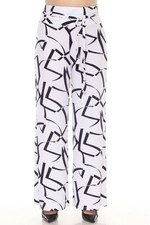 Joseph Ribkoff Geometric Belted Wide Leg Pants Vanilla/midnight Blue