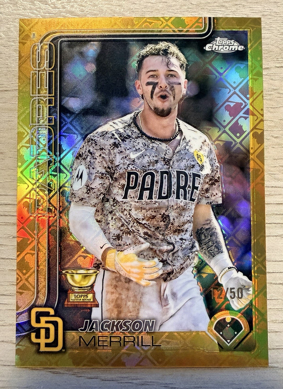 2025 Topps Chrome Logofractor Jackson Merrill #61 Gold Image Variation SP /50