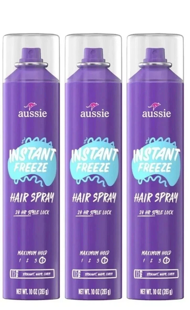 Aussie Instant Freeze Hair Spray Original Formula 3PACK 10 Oz 24 Hr MAXIMUM HOLD