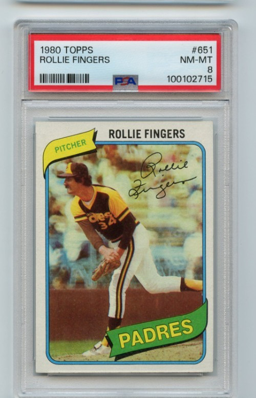 1980 Topps ROLLIE FINGERS # 651  PSA 8 NM-MT baseball card PADRES