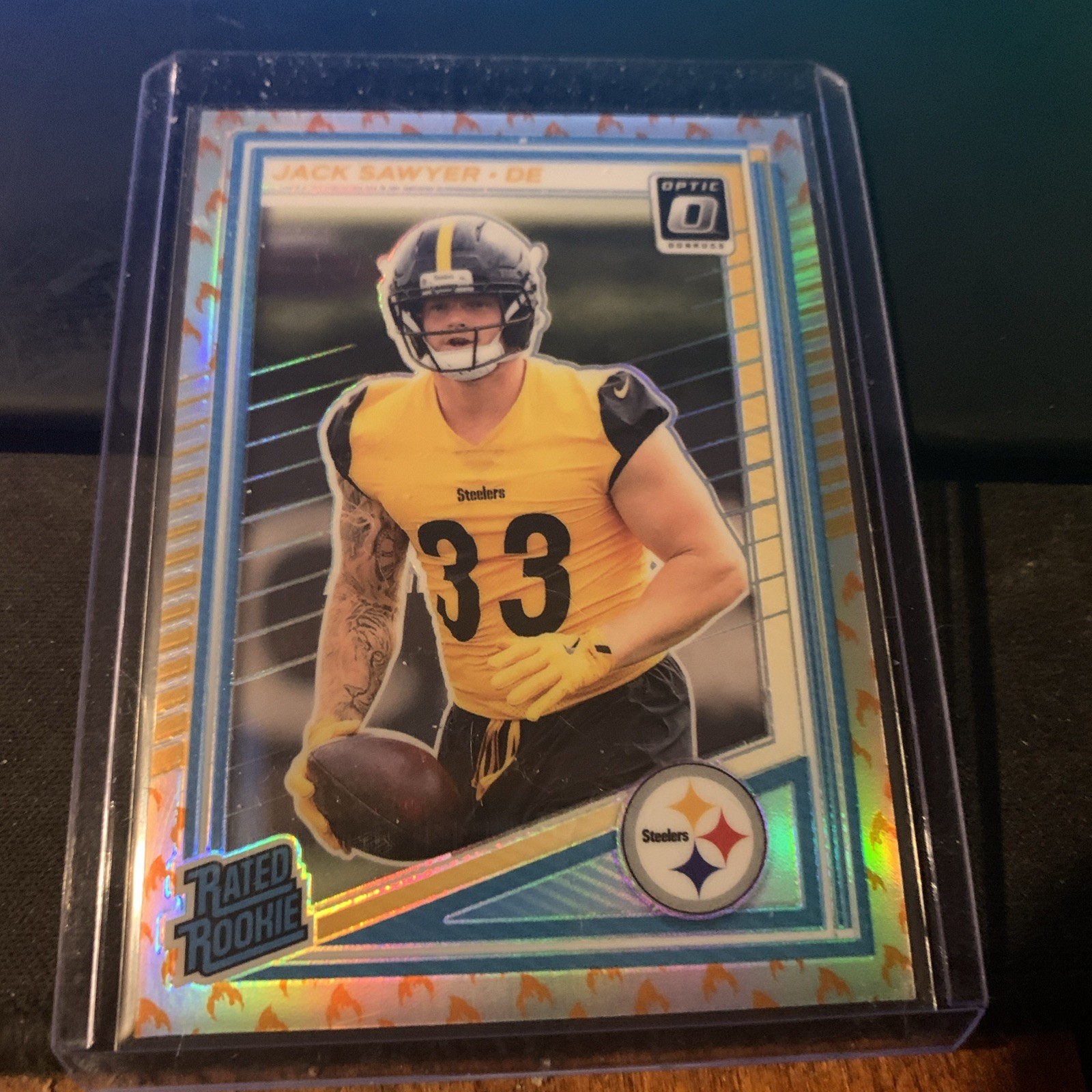 2025 Donruss Optic Rated Rookie Jack Sawyer RC Fire Emoji Prizm #220 Steelers SP