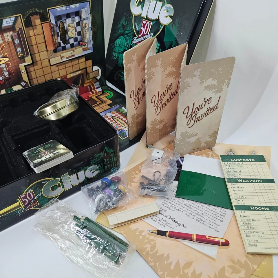 CLUE 50th Anniversary Edition TIN BOX Game 1998 Parker Brothers Hasbro NEW - Image 3 of 4
