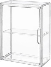 Clear Hobby Figure Display Case w/ Magnetic Door Stackable Storage Box Shelf