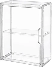 2-Tier Acrylic Clear Display Wall Mount Case Box for Figure Doll w/Magnetic Door