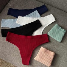 3) Stylish White Thong Thread Underwear for Women Low Waist T Shaped Briefs