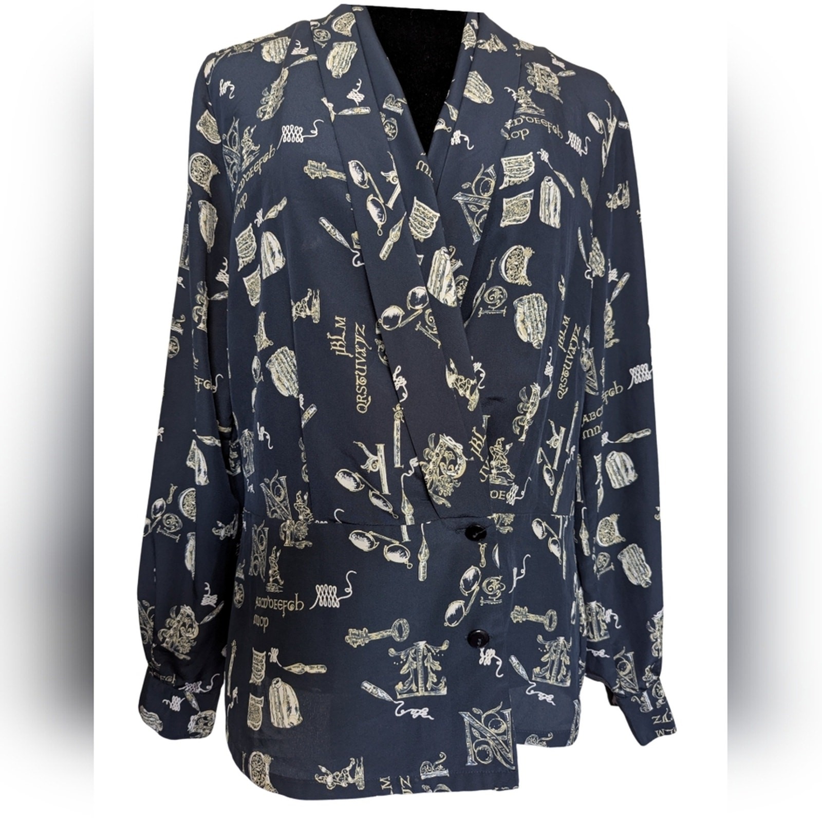 Vintage 80s Patterned Blouse - image 2