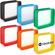6 Pcs Plastic Document Folder with Zipper 13 x 10.6 Inch Expandable File Orga...