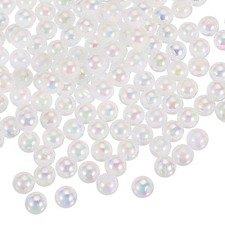 200 Pcs 8 mm Acrylic Round Beads AB Colors Clear Beads with Hole, White
