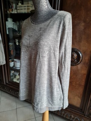 Pullover, Strassteine Fahrrad GrM 40/42 Maße s. Text, grau Gina Benotti