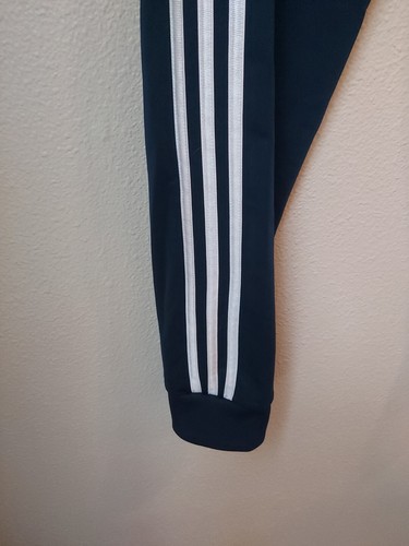 Woman's Adidas Side Stripes Navy Blue Cuffed Ankles Jogger Pants, Size 14/16 - Picture 6 of 9
