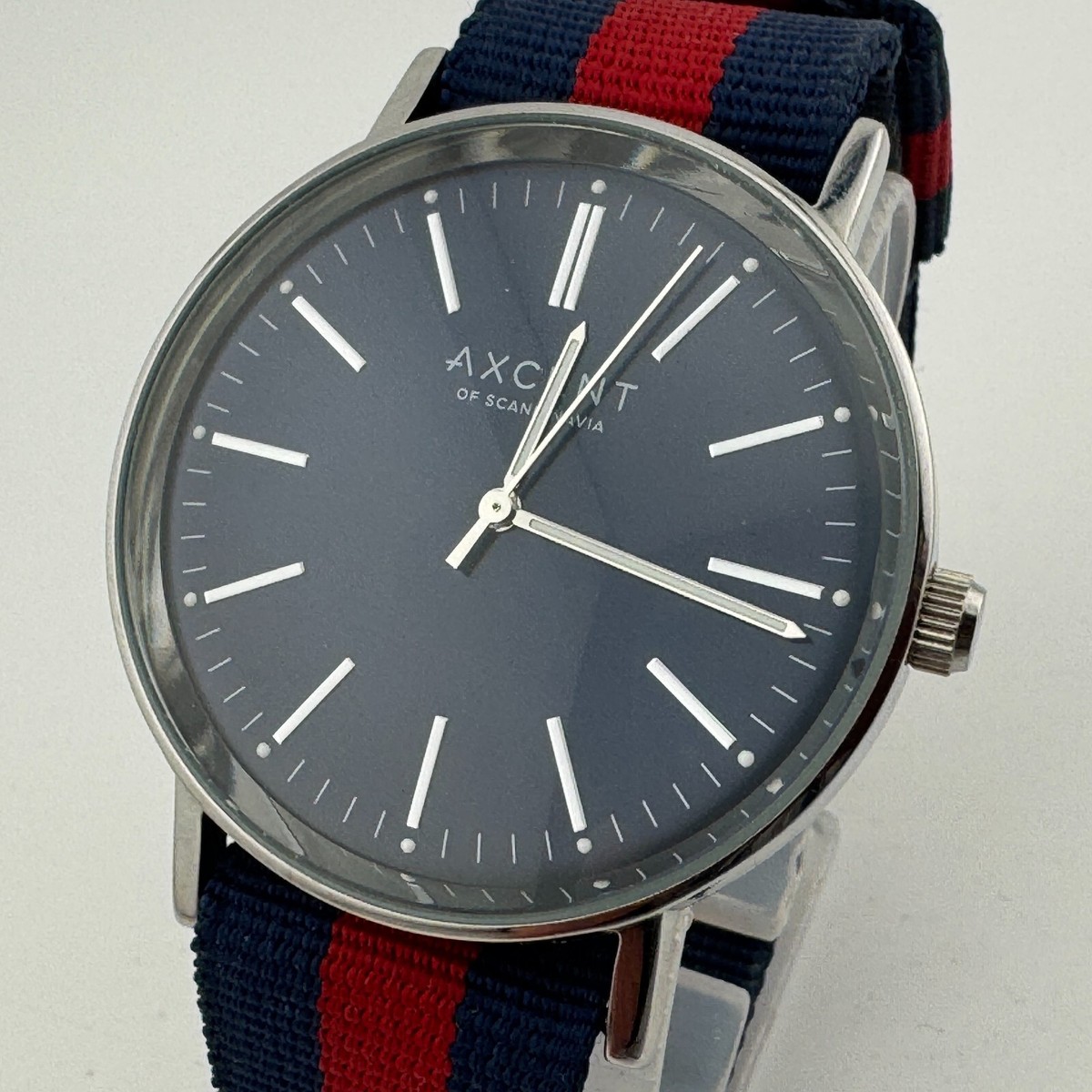 AXCENT of Scandinavia Quartz Watch X6800 Men 30m Silver Blue Steel
