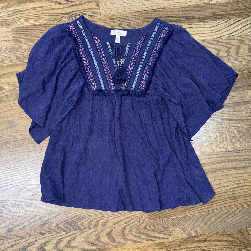 Jessica Simpson Girls Sammi Batwing Flounce Top Size Large Blue Boho