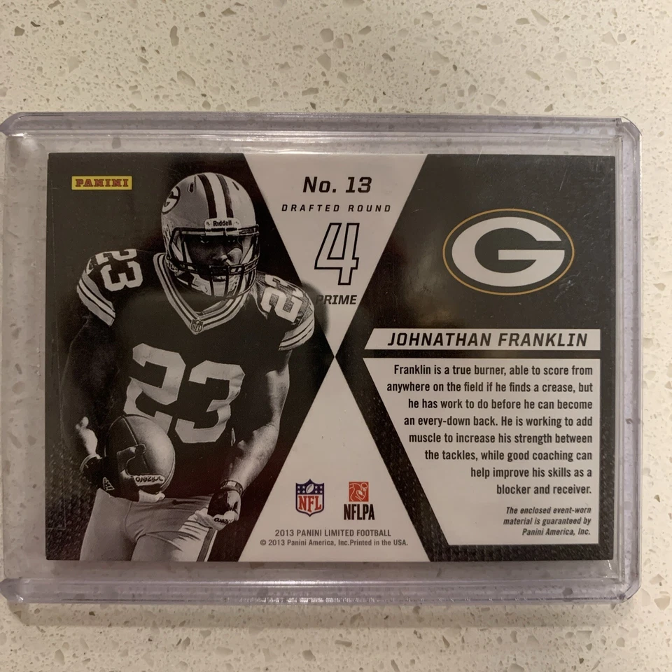 2013 Limited Rookie Jumbo Jerseys RC Logo #13 Johnathan Franklin /99 - Image 2 of 2