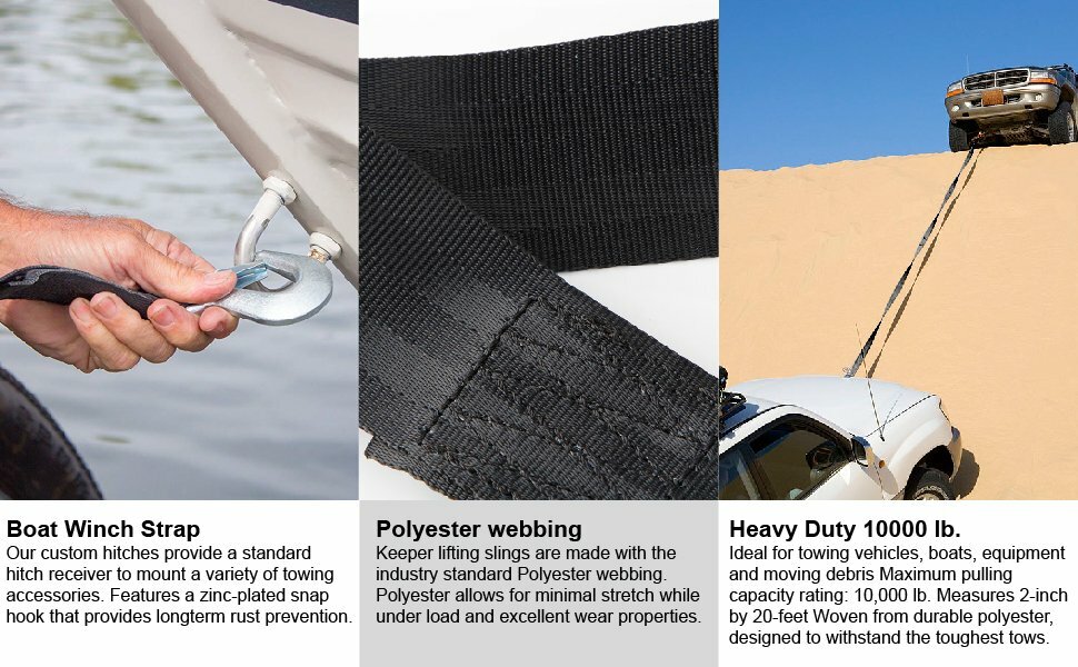 2-Pack 20ft Heavy Duty Boat Trailer Winch Strap W/ Safety Snap Hook 10,000lbs Breaking Strength