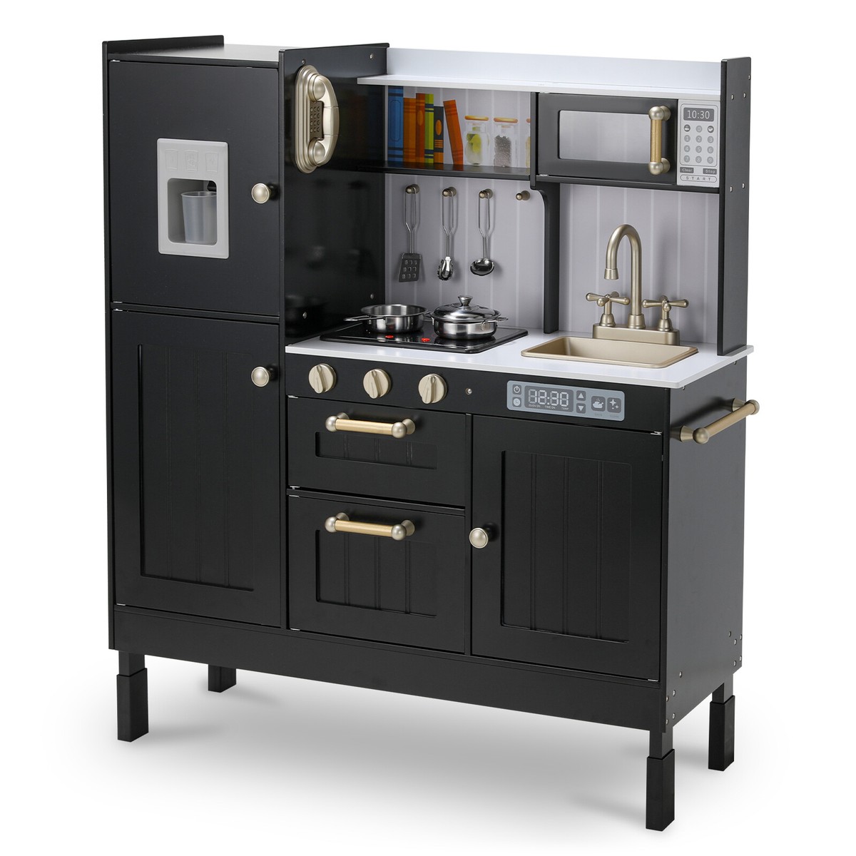 Pretend Play Kitchen for Kids, Wooden Kitchen Playset Children