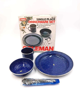 Coleman Single Place Dinnerware Set 801-701 Enamelware Camping 