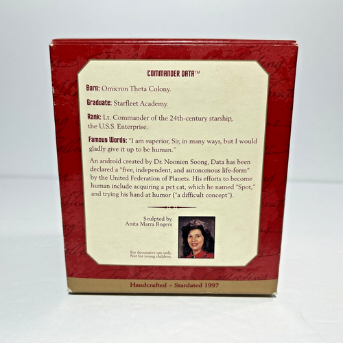 Vtg Hallmark Keepsake Star Trek Commander Data 1997 Ornament Original Box STTNG - Picture 12 of 15