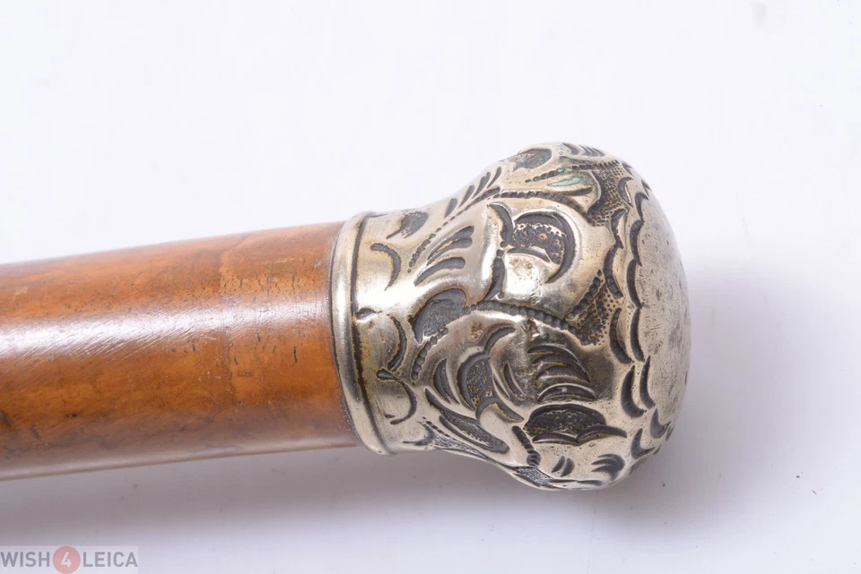 ✅ ANTIGUO BASTÓN BASTÓN PLATA POMO DISEÑO FLORAL C.1910 ARROGANCIA Foto 2 de 4