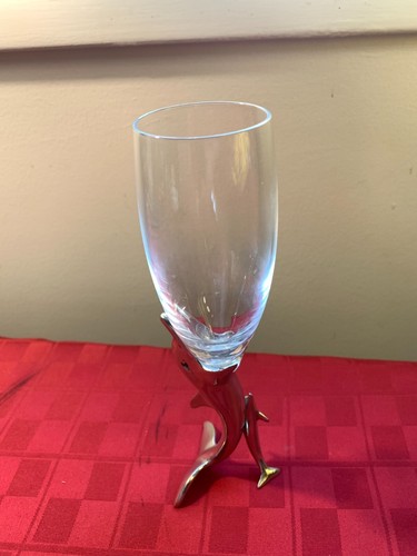Royal Selangor Frankli Wild Pewter & Crystal Dolphins Champagne Glass Flute - Picture 4 of 12