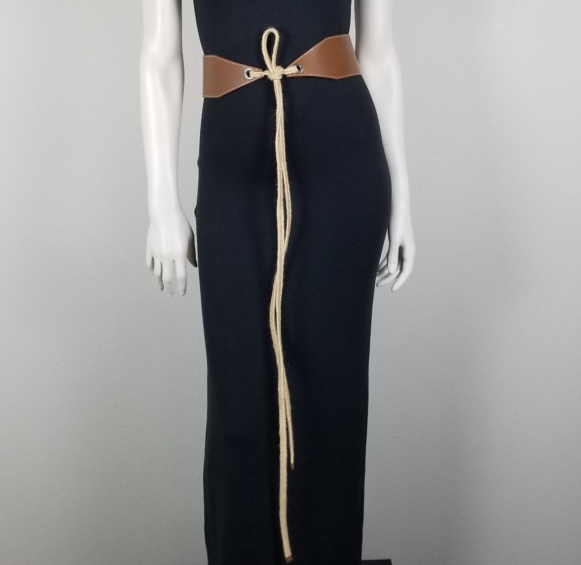 Lafayette 148 Brown Leather Bohemian Luxury Jute Tie Obi Wide Waist Belt Size M Lafayette 148 Brown Leather Bohemian Luxury Jute Tie Obi  main image 3