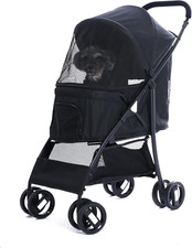 Foldable Pet Stroller with Weather Cover  Storage for Dogs/Cats up to 50lbs