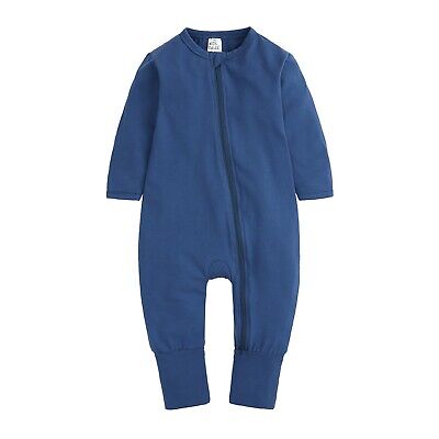 PAGLIACCETTO NEONATO traversina guanciale piedi/senza piedi doppia cerniera cotone blu ragazzo 6-12mo - Foto 4 di 45