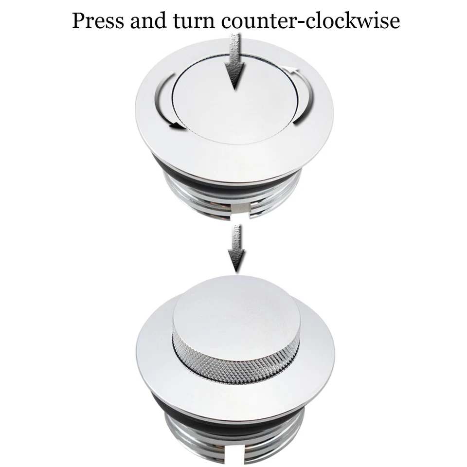 2x Tapa de gasolina con tanque de combustible ventilado emergente montaje empotrado cromado para Harley Touring XL Dyna Foto 3 de 4