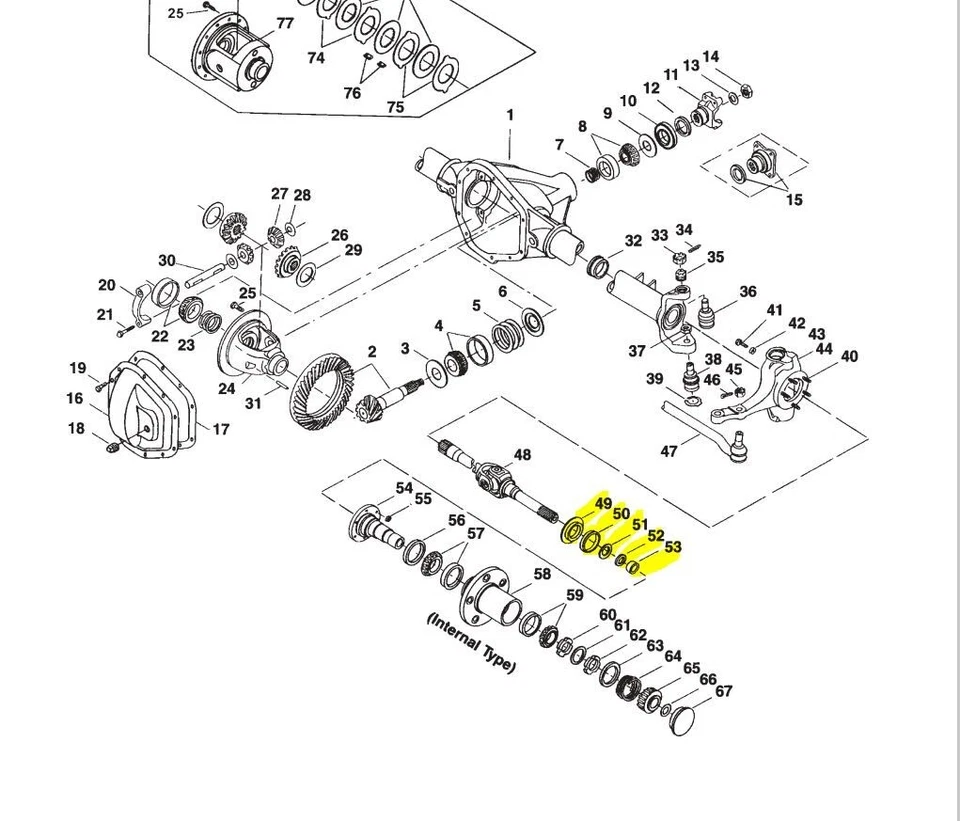 Ford F100 F150 F250 Bronco 1973-1992 4x4 eje exterior husillo cojinete sello kit Foto 2 de 4