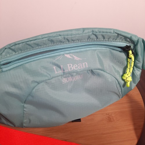 LL Bean Stowaway Bag Fanny Pack Ocean Teal Waist Belt Buckle Zip Outdoor Hiking - Picture 3 of 9