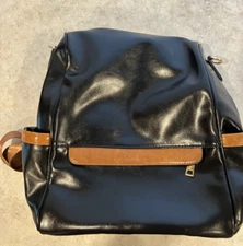 Cluci Black & Brown Faux Leather Anti-Theft Backpack NWT