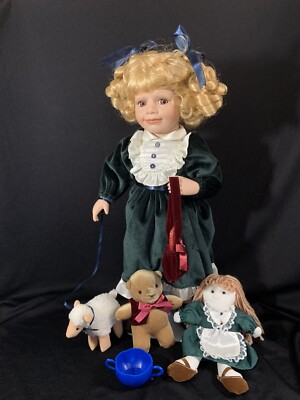 KATIE BETH 16'' Porcelain Collectible Doll & Toys House Of Lloyd Blonde Girl Bear