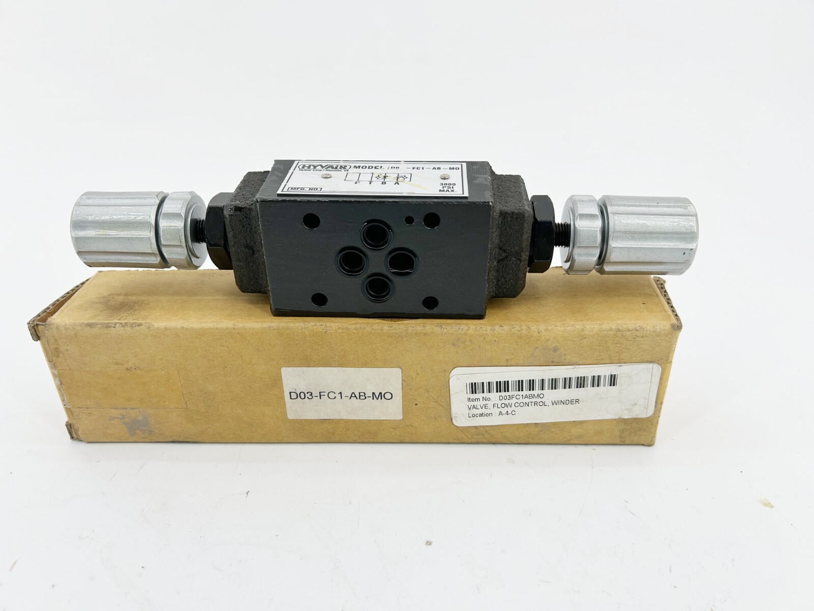 New Hyvair D03-FC1-AB-MO Flow Control Valve 300PSI