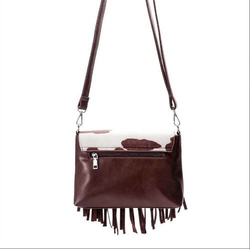 Borsa a tracolla con frange Celela donna modello mucca borsa a mano portafoglio - Foto 3 di 5