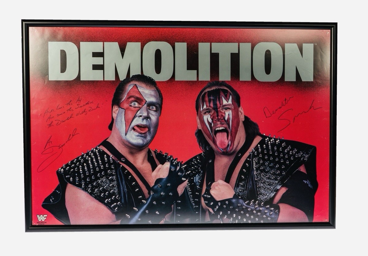 Original WWF Demolition Dual Signed 1988 Full Size Ax