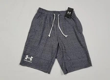 Under Armour Men's UA Rival Terry Shorts Gym Shorts 1361631-012 Gray Size Small